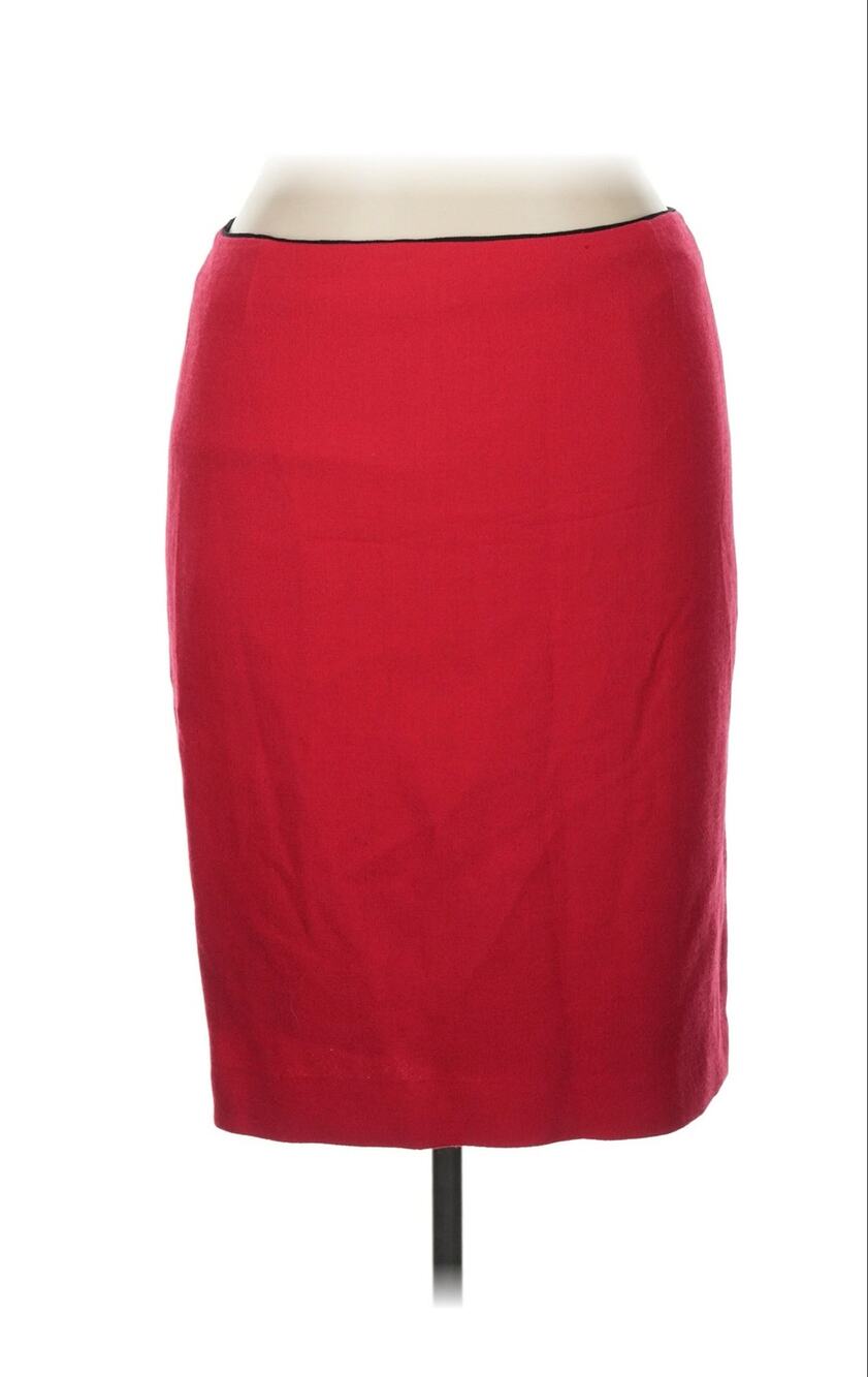 SZ 14 LAFAYETTE 148 New York Red 100% Virgin Wool Skirt